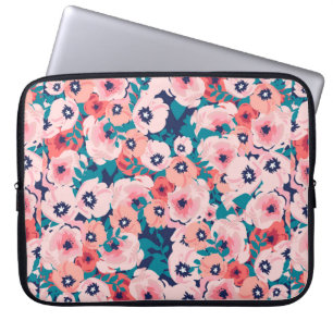 Waterverf van bloemen naadloos patroon laptop sleeve