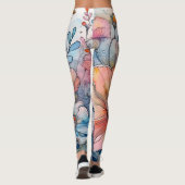 Waterverf van bloemenpatroon leggings (Achterkant)