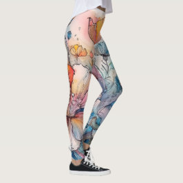 Waterverf van bloemenpatroon leggings