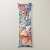 Waterverf van bloemenpatroon lichaamskussen (Achterkant (Verticaal))