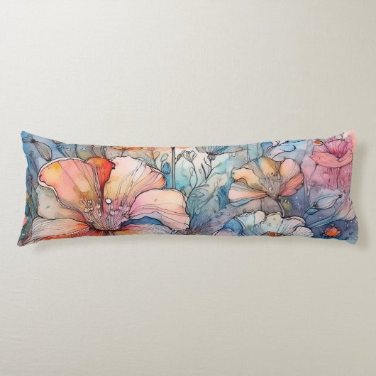Waterverf van bloemenpatroon lichaamskussen (Voorkant)