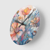 Waterverf van bloemenpatroon ronde klok (Hoek)