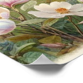 Waterverf van bloementuin met magnolia's Poster (Hoek)