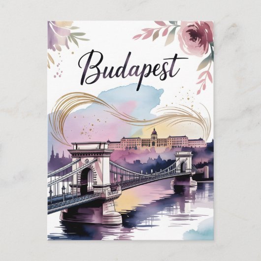 Waterverf van Boedapest Briefkaart (Voorkant)