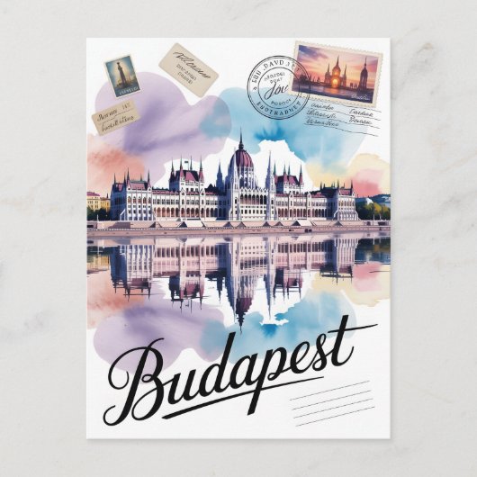 Waterverf van Boedapest Briefkaart (Voorkant)