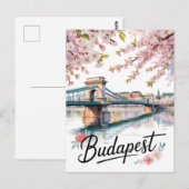 Waterverf van Boedapest Briefkaart (Voorkant / Achterkant)