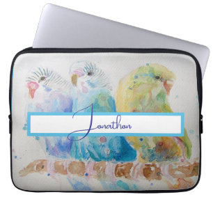 Waterverf van Boedgie Schildervogel Boedgies Aqua  Laptop Sleeve