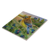 Waterverf van Boerderij met cedar Waxing Bird Tegeltje (Zijkant)