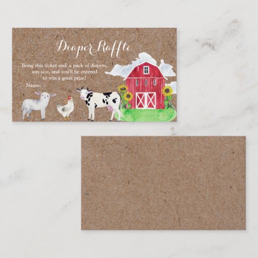 Waterverf van boerderijdieren informatiekaartje (Voorkant / Achterkant)