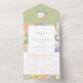 Waterverf van bont- en fruitbont all in one uitnodiging (Binnen)