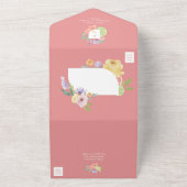 Waterverf van bont- en fruitbont all in one uitnodiging (Buitenkant)