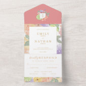 Waterverf van bont- en fruitbont all in one uitnodiging (Binnen)