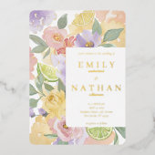 Waterverf van bont- en fruitbont folie uitnodiging (Voorkant)