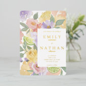 Waterverf van bont- en fruitbont folie uitnodiging (Staand Voorkant)