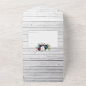 Waterverf van Bordo en Navy Floral All In One Uitnodiging (Buitenkant)