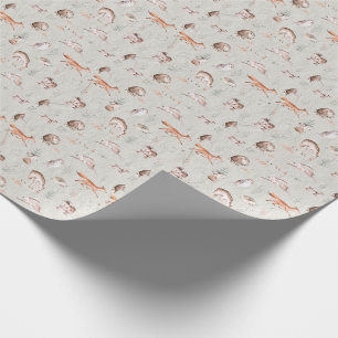 Waterverf van bosbouwhuisdieren in Scandinavië Cadeaupapier