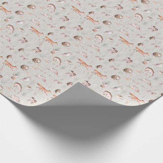 Waterverf van bosbouwhuisdieren in Scandinavië Cadeaupapier (Hoek)