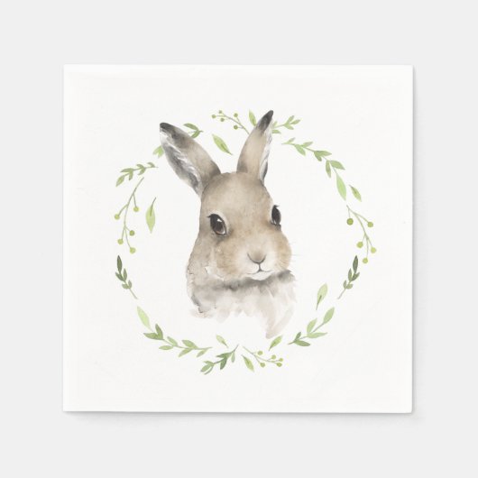 Waterverf van bosdieren Bunny Rabbit Simple Servet (Voorkant)
