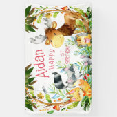 Waterverf van bosdieren in de Cute Woodland Birthd Spandoek (Verticaal)