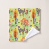 Waterverf van bossen bad handdoek (Wasdoekje)