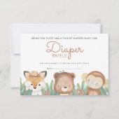 Waterverf van bossen Dieren Diaper Raffle Ticket Kaart (Voorkant)