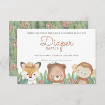 Waterverf van bossen Dieren Diaper Raffle Ticket