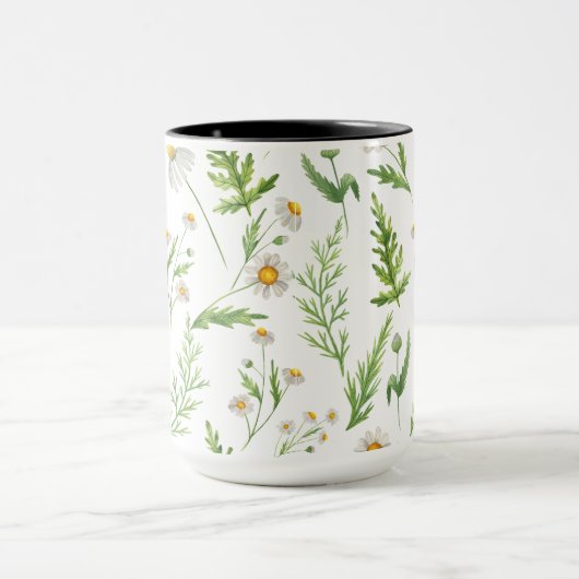 Waterverf van bossen Groene wilde bloemen en Mok v (Midden)