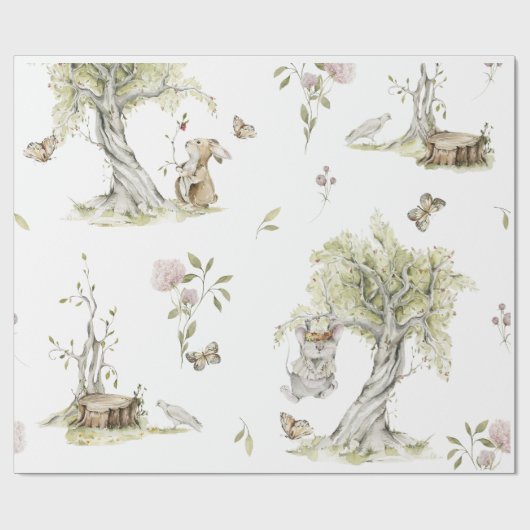 Waterverf van bossen, kinderpakpapier cadeaupapier (Vlak)