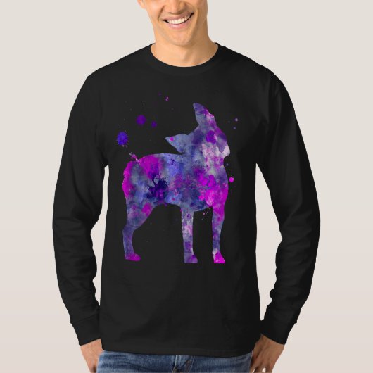 Waterverf van Boston Terrier Dog Schilderen 2 T-shirt (Voorkant)
