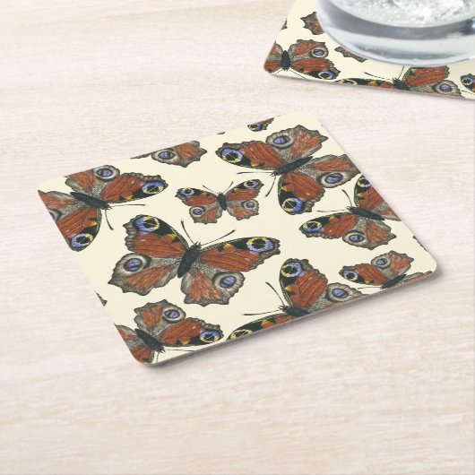 Waterverf van botervliegen kartonnen onderzetters (Schuin)