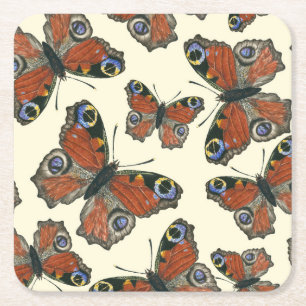 Waterverf van botervliegen kartonnen onderzetters