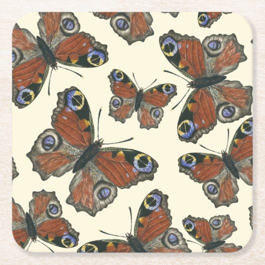 Waterverf van botervliegen kartonnen onderzetters (Voorkant)