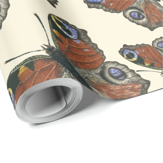 Waterverf van botervliegen met omhulling van papie cadeaupapier (Rol Hoek)