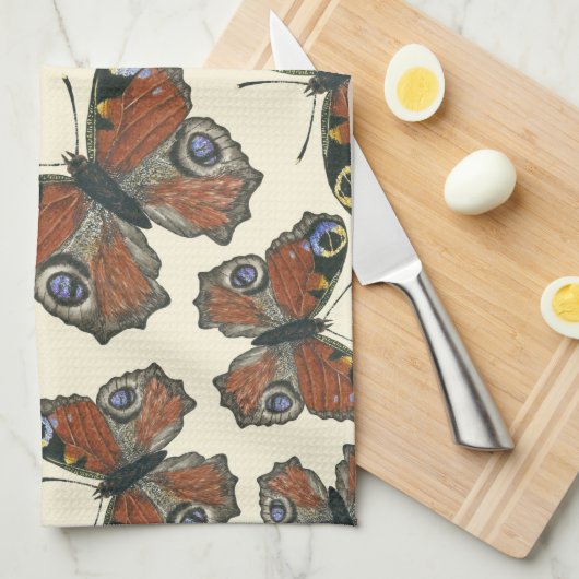 Waterverf van botervliegen theedoek (Quarter Fold)