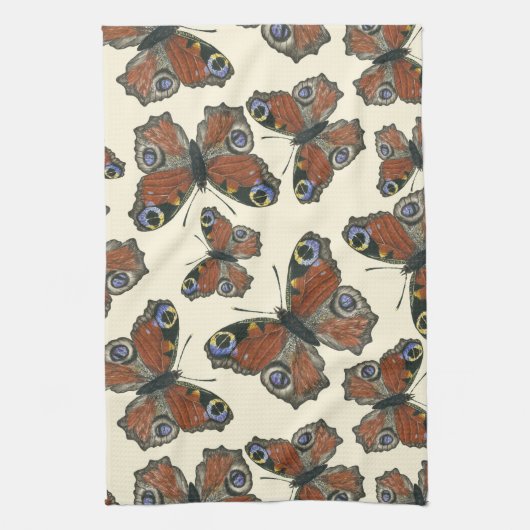 Waterverf van botervliegen theedoek (Verticaal)