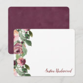 Waterverf van Bourgogne en peach Floral Notitiekaartje (Voorkant / Achterkant)