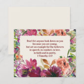Waterverf van Bourgogne Floral Bible Verse Notitiekaartje (Voorkant / Achterkant)