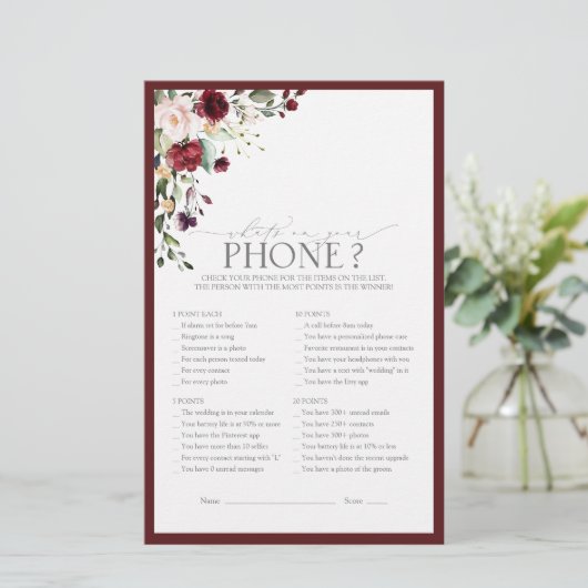 Waterverf van Bourgogne Floral Vrijgezellenfeest (Staand voorkant)