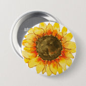 Waterverf van Bright Summer Sunflower Ronde Button 7,6 Cm (Voorkant /achterkant)