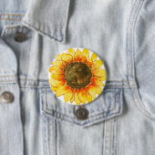 Waterverf van Bright Summer Sunflower Ronde Button 7,6 Cm (In situ)