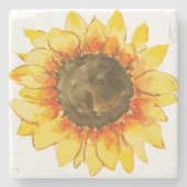 Waterverf van Bright Summer Sunflower Stenen Onderzetter (Voorkant)