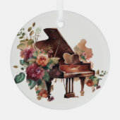 Waterverf van Brown Baby Grand Piano Glas Ornament (Achterkant)