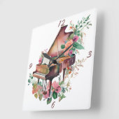 Waterverf van Brown Baby Grand Piano Vierkante Klok (Hoek)