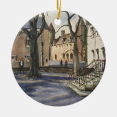 Waterverf van Brugge België op zondag Keramisch Ornament (Voorkant)