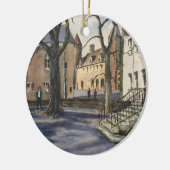 Waterverf van Brugge België op zondag Keramisch Ornament (Links)