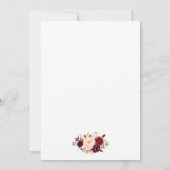 Waterverf van bruiloft Floral Burgundy Bedankkaart (Achterkant)