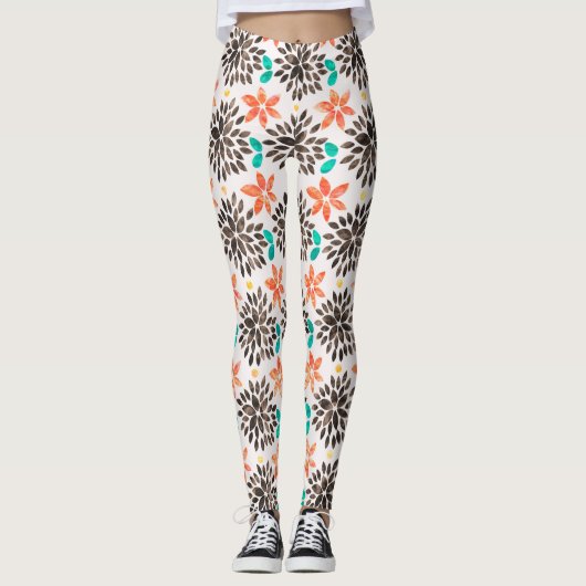 Waterverf van bruin en turquoise - ventilator leggings (Voorkant)