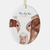 Waterverf van bruine koe Dierlijk Boerderij Scotti Keramisch Ornament (Rechts)