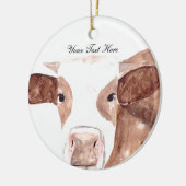 Waterverf van bruine koe Dierlijk Boerderij Scotti Keramisch Ornament (Links)