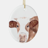 Waterverf van bruine koe dierlijke natuur boerderi keramisch ornament (Rechts)